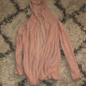 Pink cardigan with hood